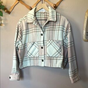 Plaid Women's Jacket in Soft Pink, Cream and Tan